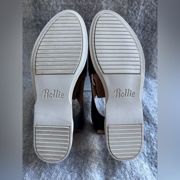 Rollie Derby Black Cutout Leather Slingback Size 40 NWOT - Picture 8 of 9